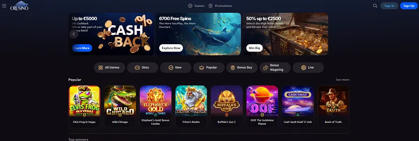 Crusino Casino Home Page