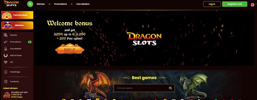 Dragon Slot Casino Home Page