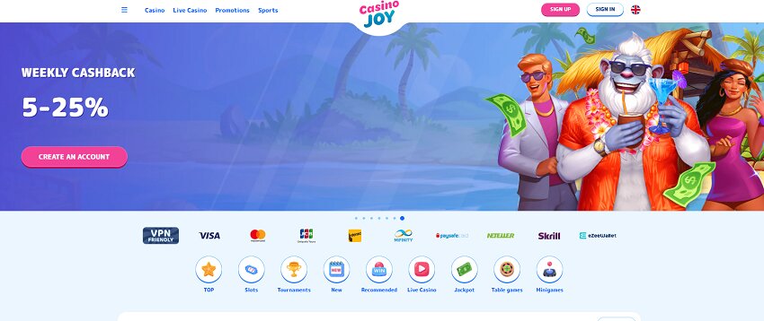 Casino Joy Home Page