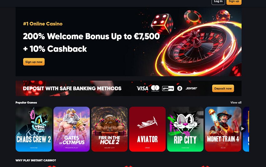 Instant Casino Home Page
