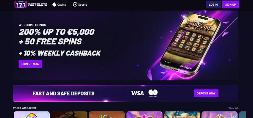 Fast Slots Casino Home Page