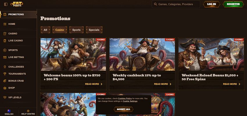 FatPirate Casino No Deposit Bonus Free Spins