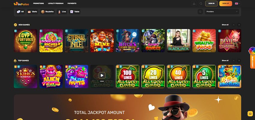 WinPulse Casino Games and Jackpot