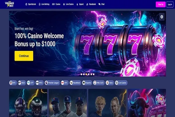 Voltage Bet Casino Home Page and Welcome Bonus