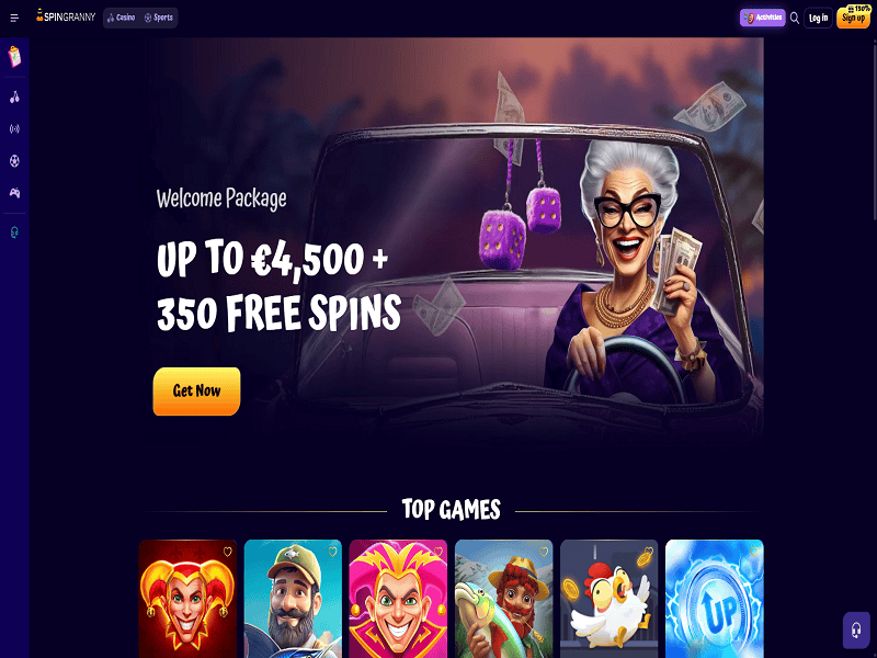 Spingranny Casino Home Page and Welcome Bonus