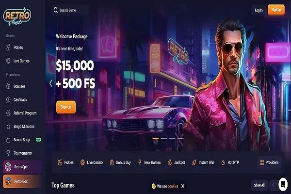 RetroBet Casino Home Page and Welcome Bonus