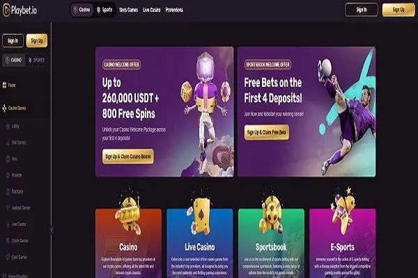PLaybet.io Casino Home Page No Deposit Bonuses