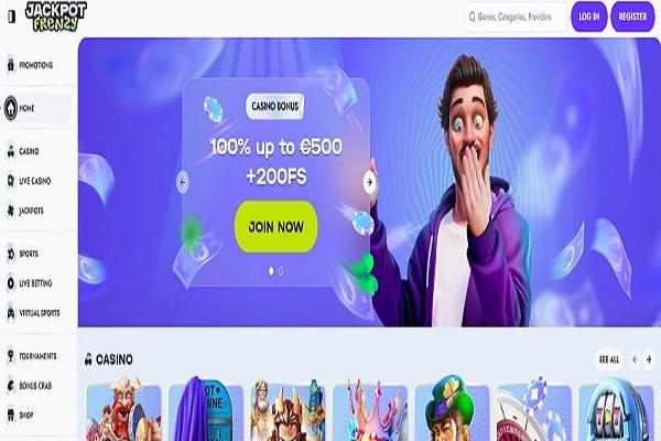 Jackpot Frenzy Casino Home Page