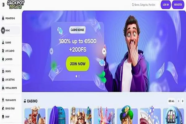 Jackpot Frenzy Casino Home Page