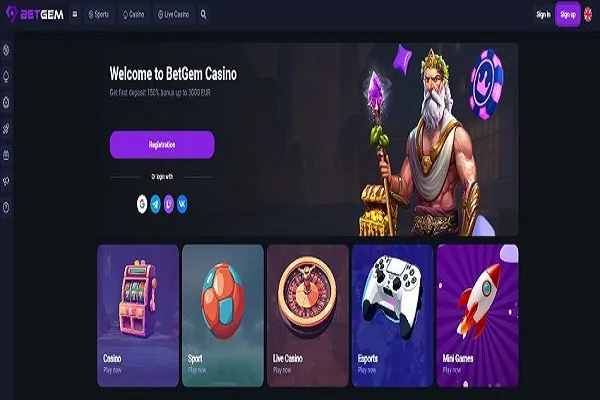 BetGem Casino Home Page