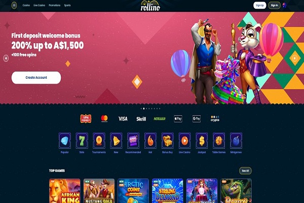 Rollino Casino Home Page