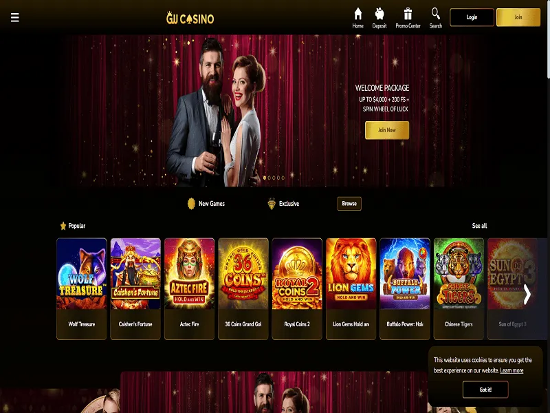 GW Casino Home Page and Welcome Bonus