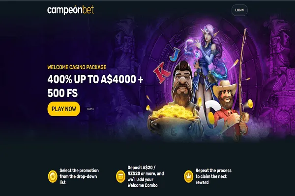 Campeonbet Casino Home Page and Welcome Bonus