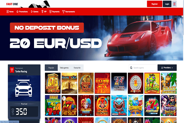 F1 Casino Home Page and Welcome Bonus