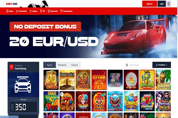 F1 Casino Home Page and Welcome Bonus