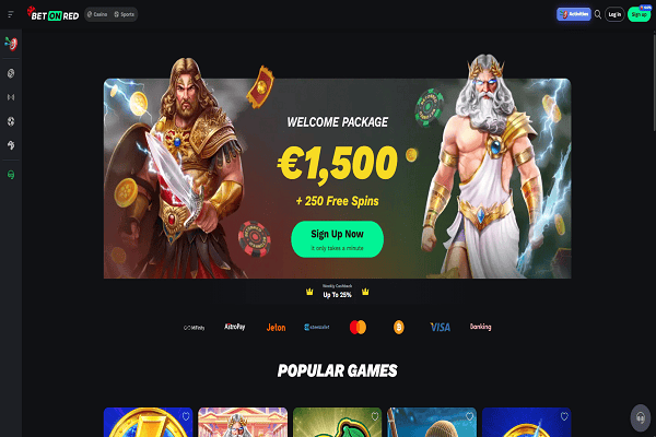 Betonred Casino Home Page and Welcome Bonus