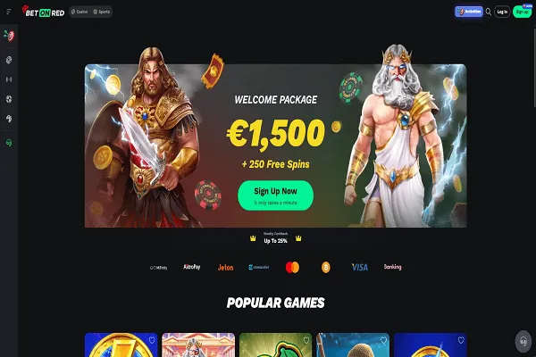 Betonred Casino Home Page and Welcome Bonus