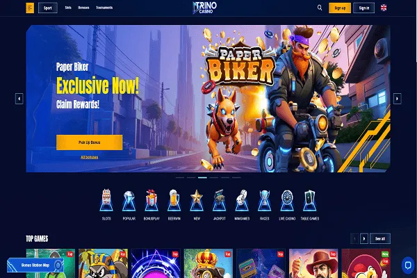 Trino Casino Home Page and Welcome Bonus
