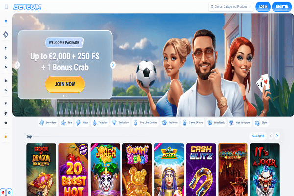 Beteum casino Home page and welcome bonus