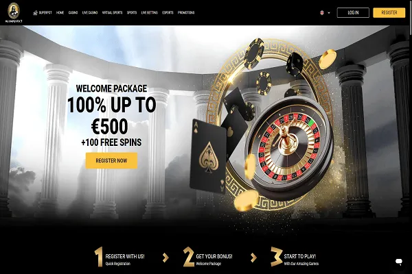 Olympusbet Casino Home page and Welcome Bonus