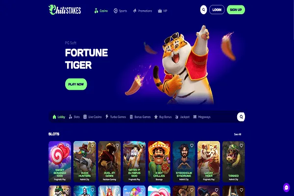 ChiliStakes Casino Home Page and Games