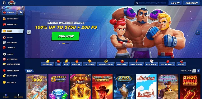 BigClash Casino Home Page and Welcome Bonus