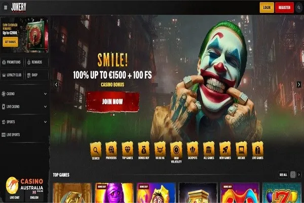 Jokery Casino Home Page