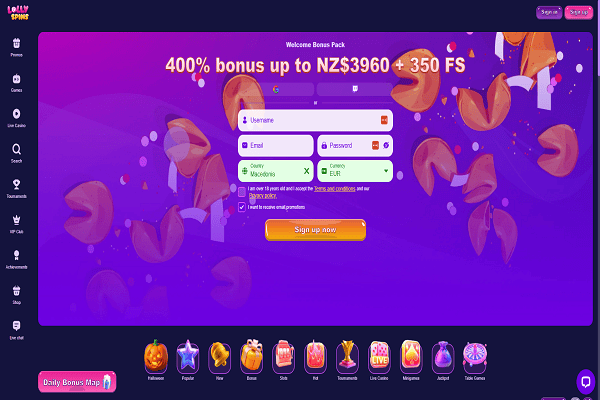 Lolly Spins Casino Home Page and Welcome Bonus Lolly Spins Casino Home Page and Welcome Bonus