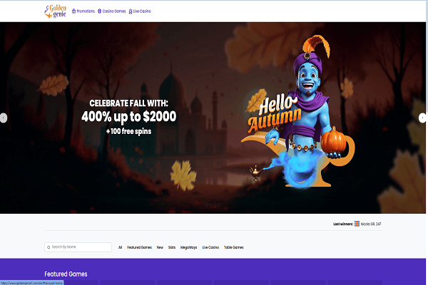 Golden Genie Casino Home Page and Welcome Bonus Golden Genie Casino Home Page and Welcome Bonus