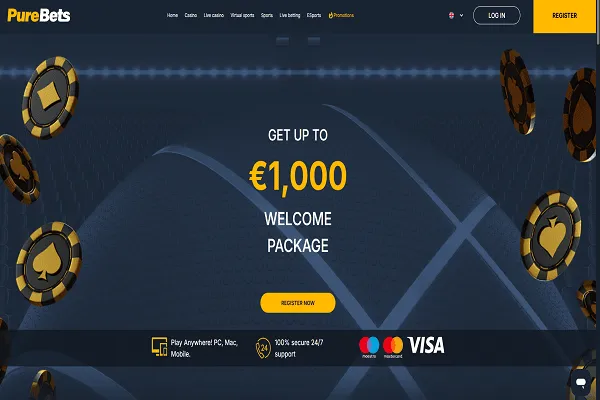 PureBets Casino Home Page and Welcome Bonus