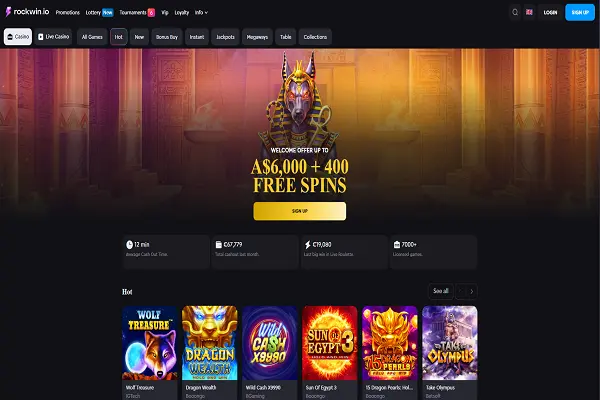 RockWin Casino Home Page and Welcome Offer RockWin Casino Home Page and Welcome Offer