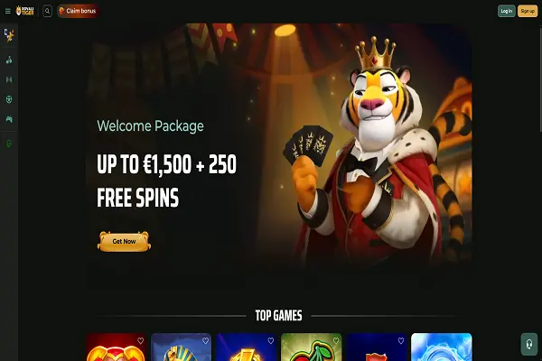 Royals Tiger Casino Home Page and Welcome Bonus