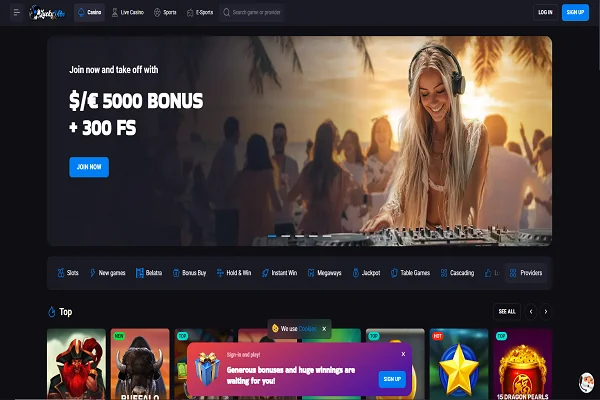 LuckyVibe Casino Home Page and Welcome Bonus