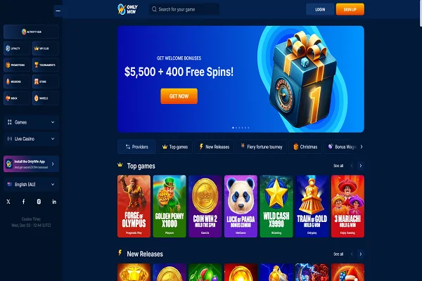 OnlyWin Casino Home Page and Welcome Bonus OnlyWin Casino Home Page and Welcome Bonus