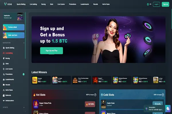 Vave Casino Home Page and Welcome Bonus Vave Casino Home Page and Welcome Bonus