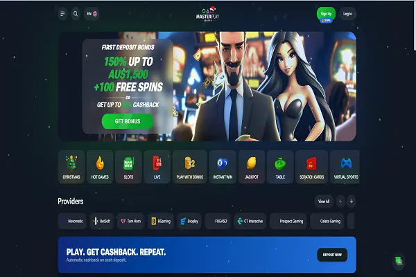 MasterPlay Casino Home Page and Welcome Bonus
