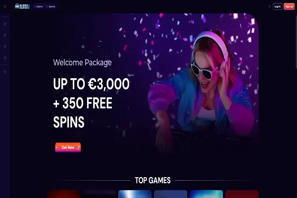 SlotsDJ Casino Home Page and Welcome Bonus