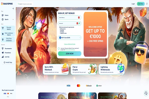 DailySpins Casino Home Page and Welcome Bonus DailySpins Casino Home Page and Welcome Bonus