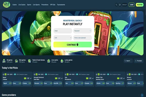 Lolo Casino Home Page