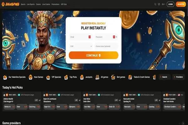 ZuluSpins Casino Home Page