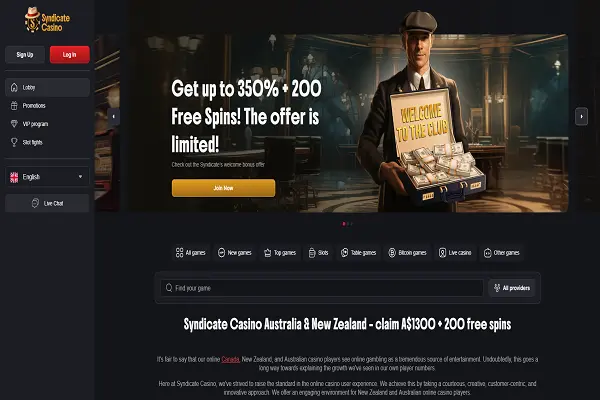 Syndicate Casino Home Page and Welcome Bonus Syndicate Casino Home Page and Welcome Bonus
