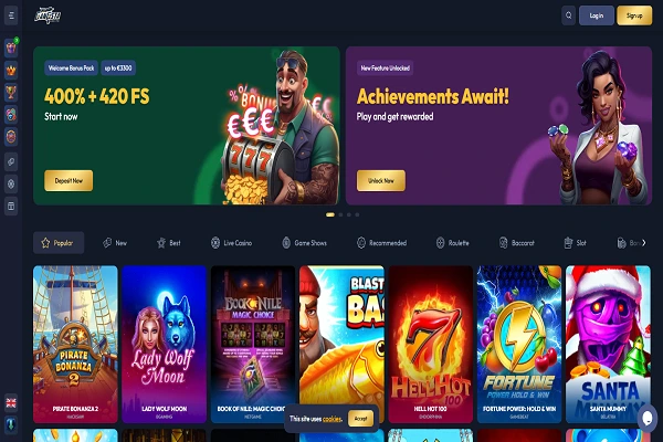 Gangsta Casino Home Page and Welcome Bonus