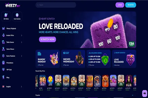 WeezyBet Casino Home Page