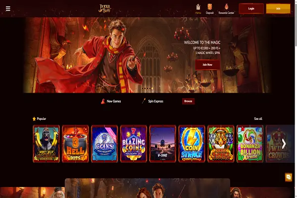 Potter Slots Casino Home Page and Welcome Bonus