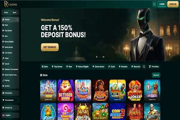 RX Casino Home Page and Welcome Bonus