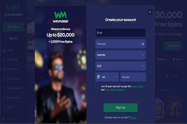 WinMaker Casino Register New Player