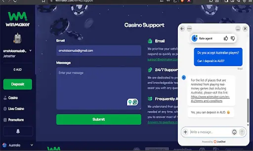 WinMaker Casino Support