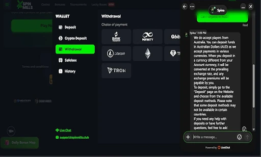 SpinMills Casino Support