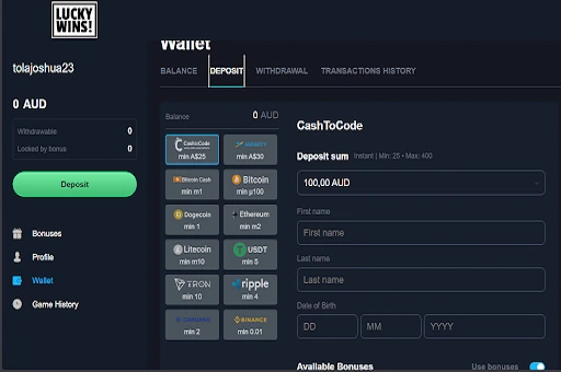 LuckyWins Casino Deposits LuckyWins Casino Deposits