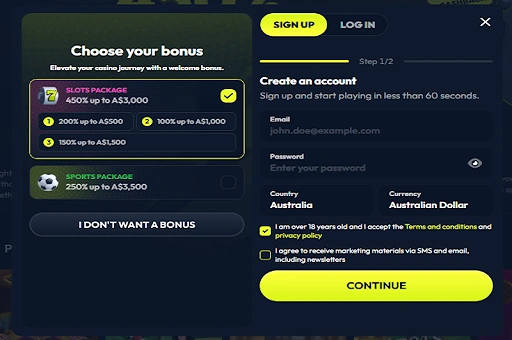 Winzter Casino Registration Process